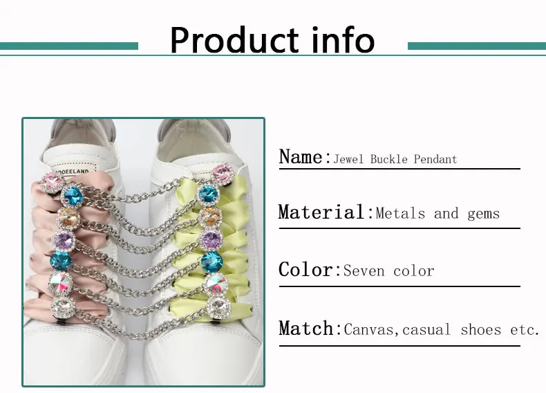 1 Pair Shoe Buckle Clips Shoelace Chain Charms Sneakers Colorful Crystal Gemstone Decoration Ornaments Pendant Trend Accessories