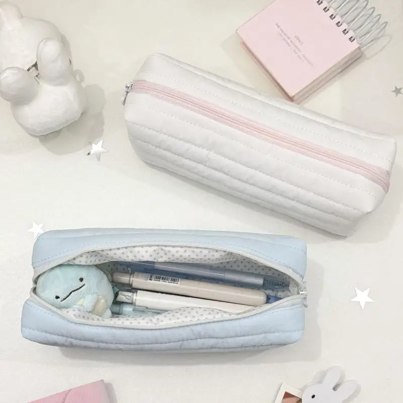 New Cream Color Pencil Case Multi-functional Large-capacity Stationery Storage Bag Stationery Organizer School Supplies