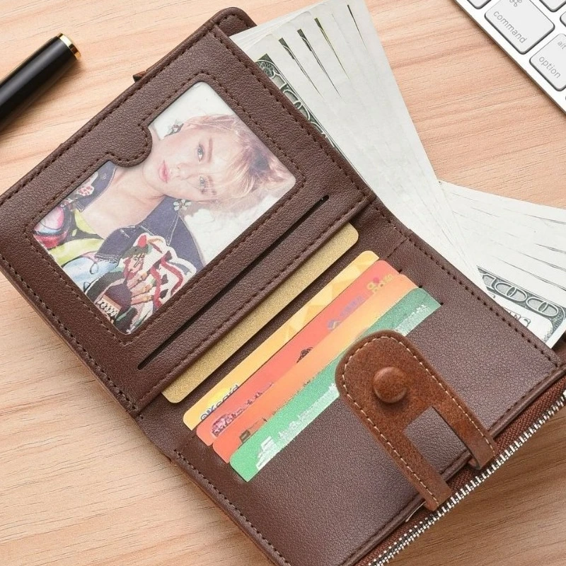 Portable Multi Card Men's Short Wallet, High-end Business PU Leather Purse, Practical Pocket Card Holder, Ideal for Daily Office