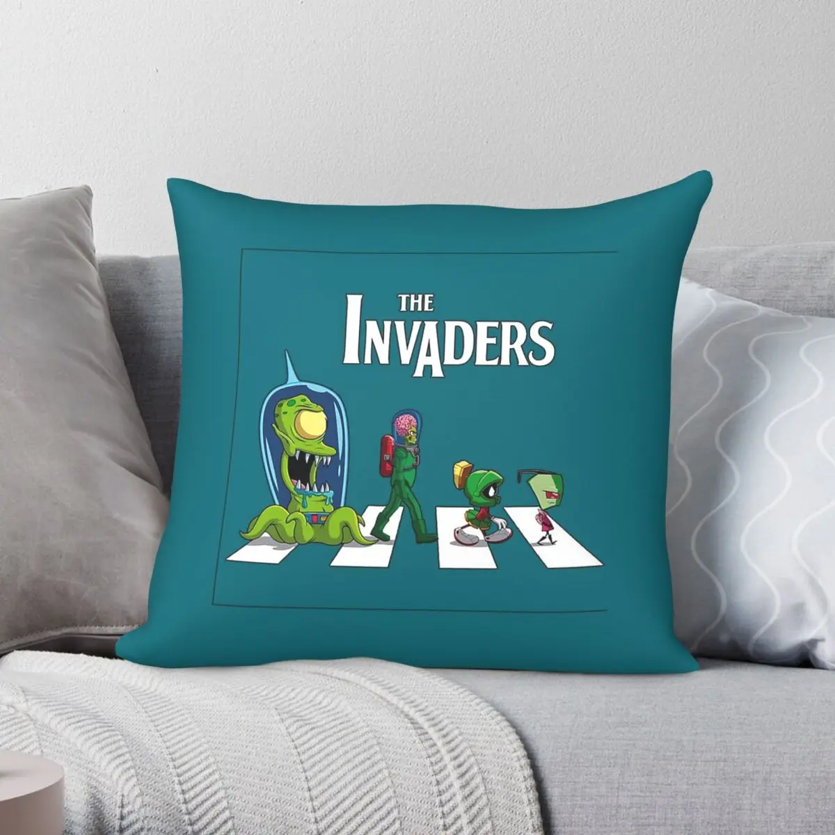 Invader ZIM Crosswalk Square Pillowcase Polyester Linen Velvet Creative Zip Decor Pillow Case Home Cushion Cover