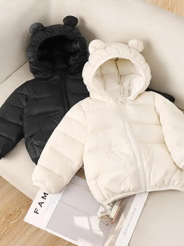 

Утепленная хлопковая куртка с капюшоном, новинка зимы, удобная, свободного кроя, милая, повседневная, для мальчиков и девочек