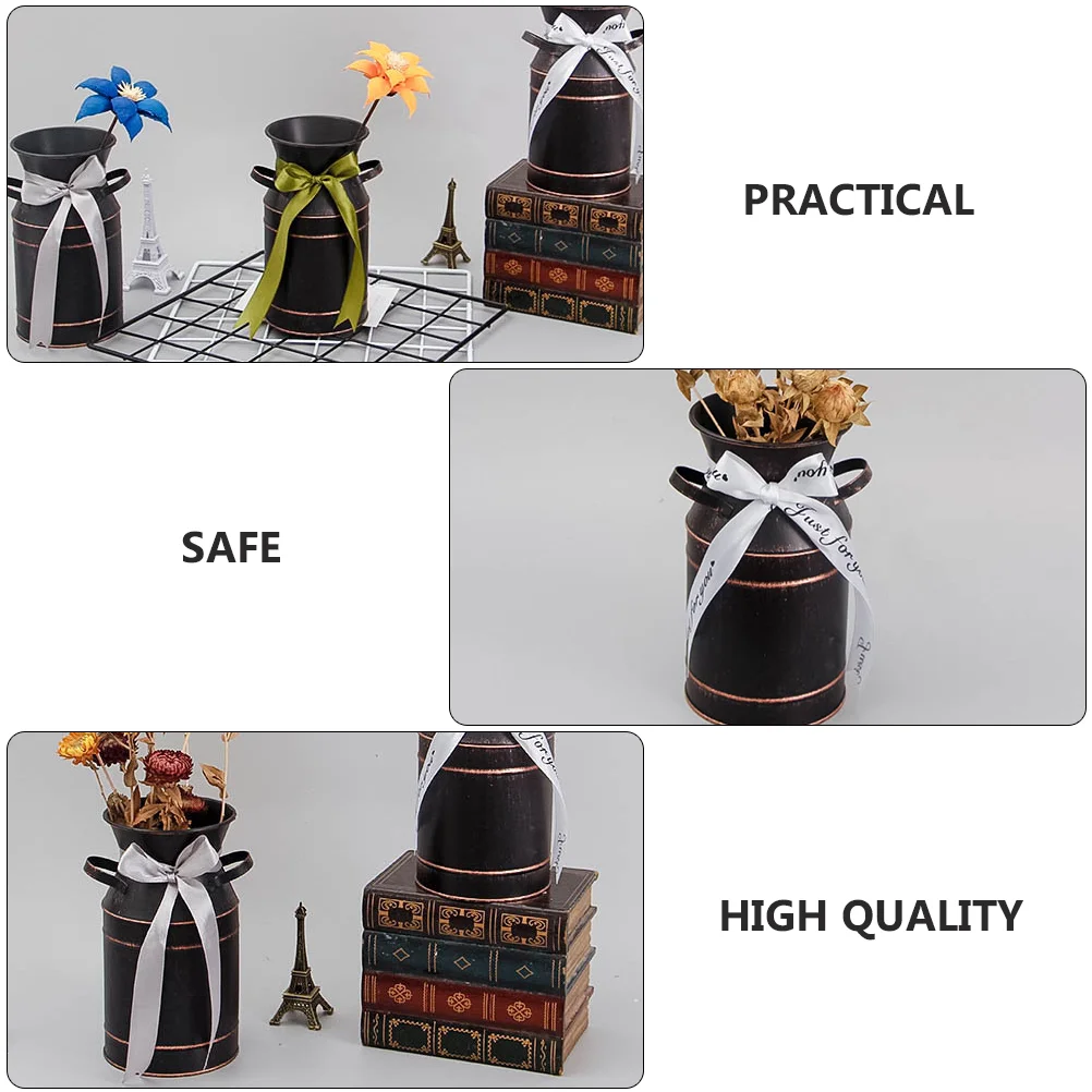 Tin Flower Bucket Iron Retro Decor Dining Table Rustic Vase Decorations Vases Pot