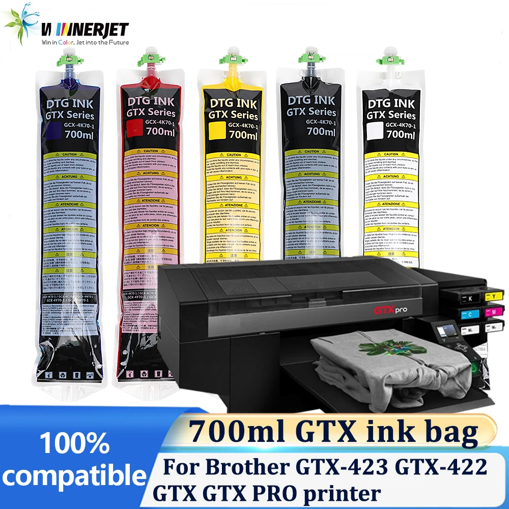 700ml GTX Ink Bag For Brother GTX GTX-422 GTX-423 GTX PRO Printer With DTG Ink With One Time Use Chip