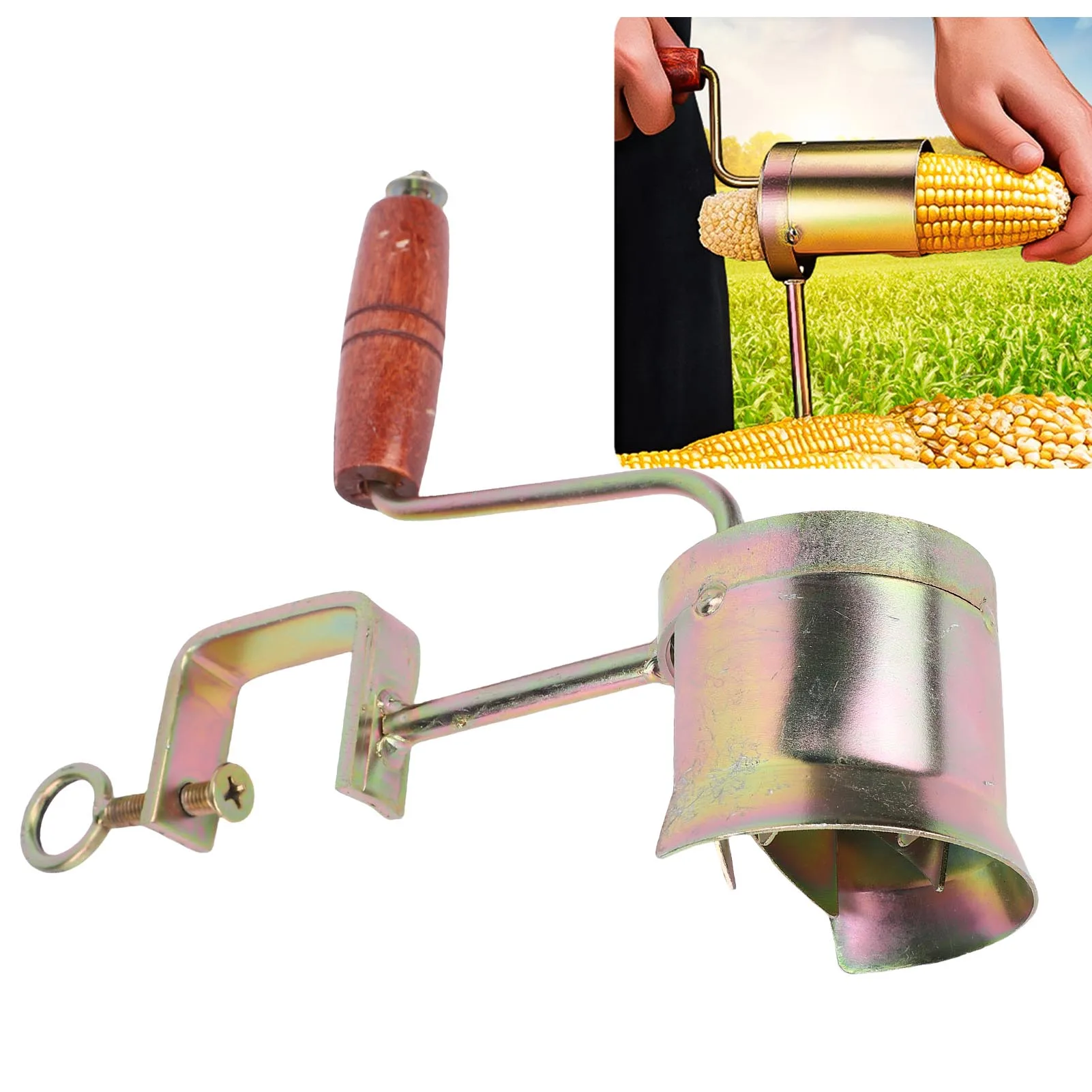 

Регулируемая ручная машина для шелушения кукурузы Ручная рукоятка Молотарь для кукурузы Настольный зажим Регулируемая машина для шелушения кукурузы с деревянной ручкой