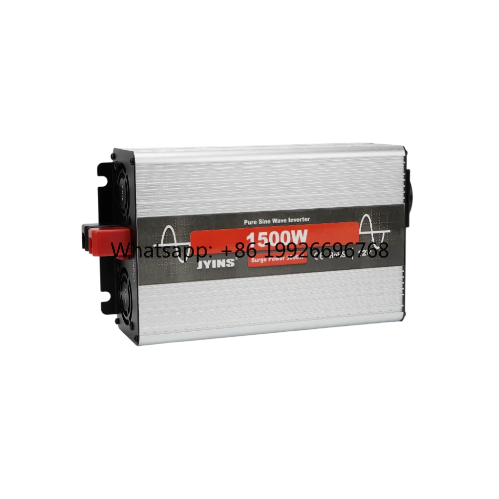 

JYINS 1500W Single Phase Pure Sine Wave Inverter 12V DC 110V/120V AC 91% Efficiency Aluminium Alloy for RV Truck Home Appliance