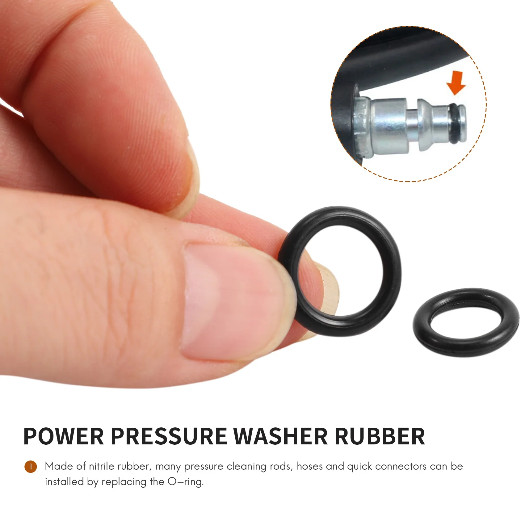 Power Pressure Washer Rubber O-Rings For 1/4inch, 3/8inch, M22 Quick Connect Coupler, 100 Pack