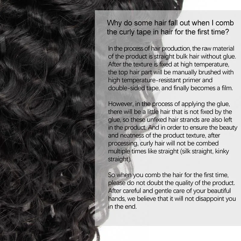 水ウェーブテープエクステ　キューティクルレミー人毛　カーリースキンウェフトテープ　ヘアピース　20枚入り/パック　12～24インチ　テープイン