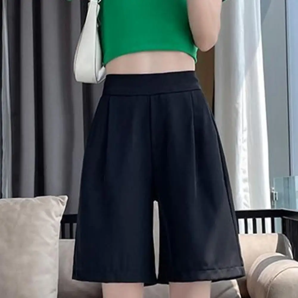 Elegant Casual Trousers Comfortable Women's Summer Shorts with High Waist A-line Design Breathable Fabric for Casual Wear