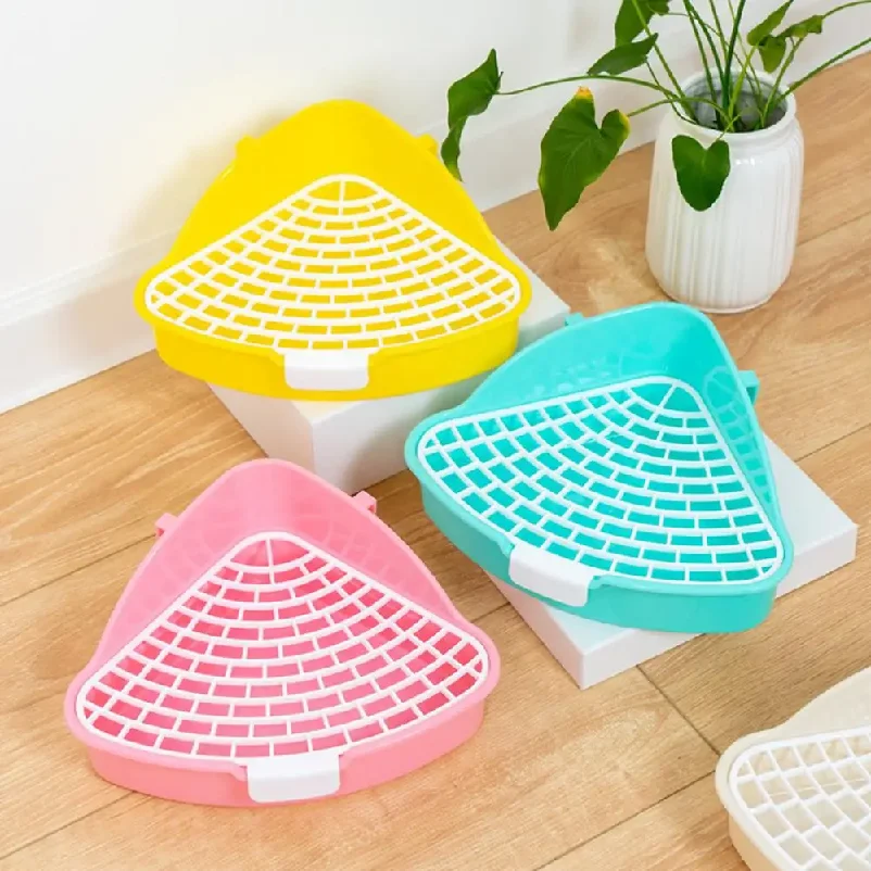 Rabbit Litter Tray Toilet Animal Potty Trainer Bunnies Corner Toilet Box for Ferret Hamster Dragon Cat Guinea Pig Toilet Box