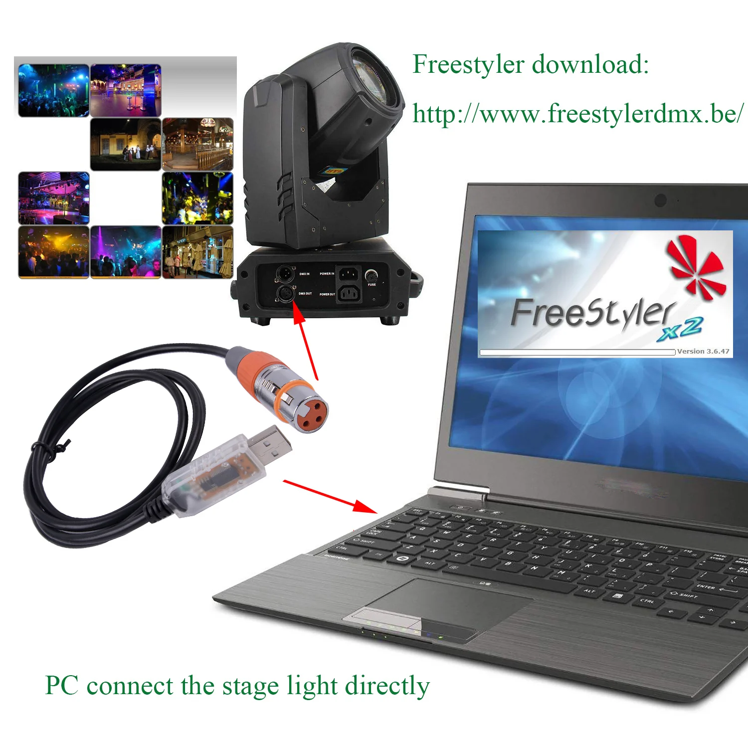 Coniy equipo de iluminación de escenario para SGM, Cable de Control DMX, USB, RS485, XLR, DMX512