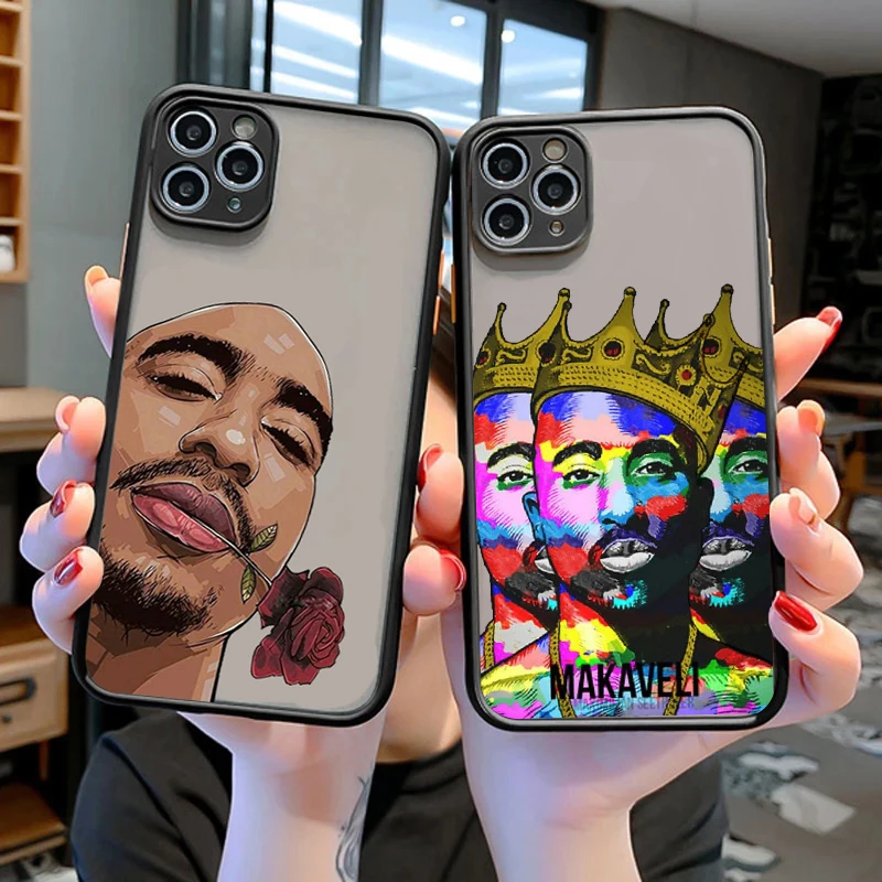 

Rapper 2pac Singer Tupac Cellphone Bumper Clear Matte PC Back Phone Case For iphone 11 12 13 14 15 16 Pro Max 8 14 15 16 Plus