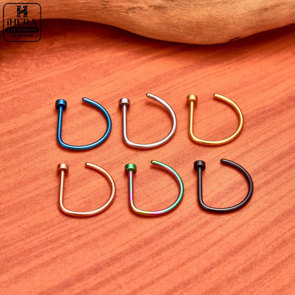 1/10PCS ASTM F136 Titanium Fake Nose Ring Hoop Non Piercing D Shape Nostril Lip Septum Earring Body Jewelry Kit