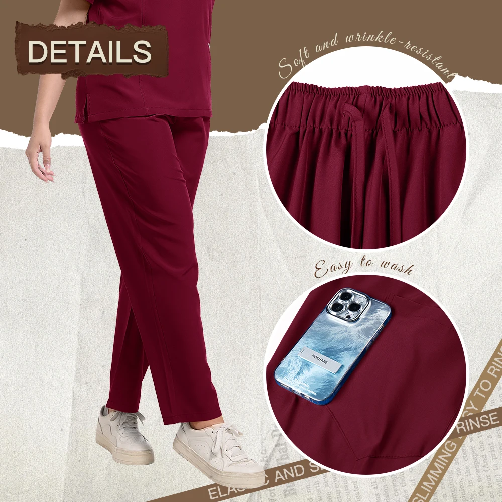 Summer Elastic Anti-wrinkle Surgical Uniform Dentist Clinical Uniform Men Women's Jogger Suit Medical Scrub Top Pant With Pocket