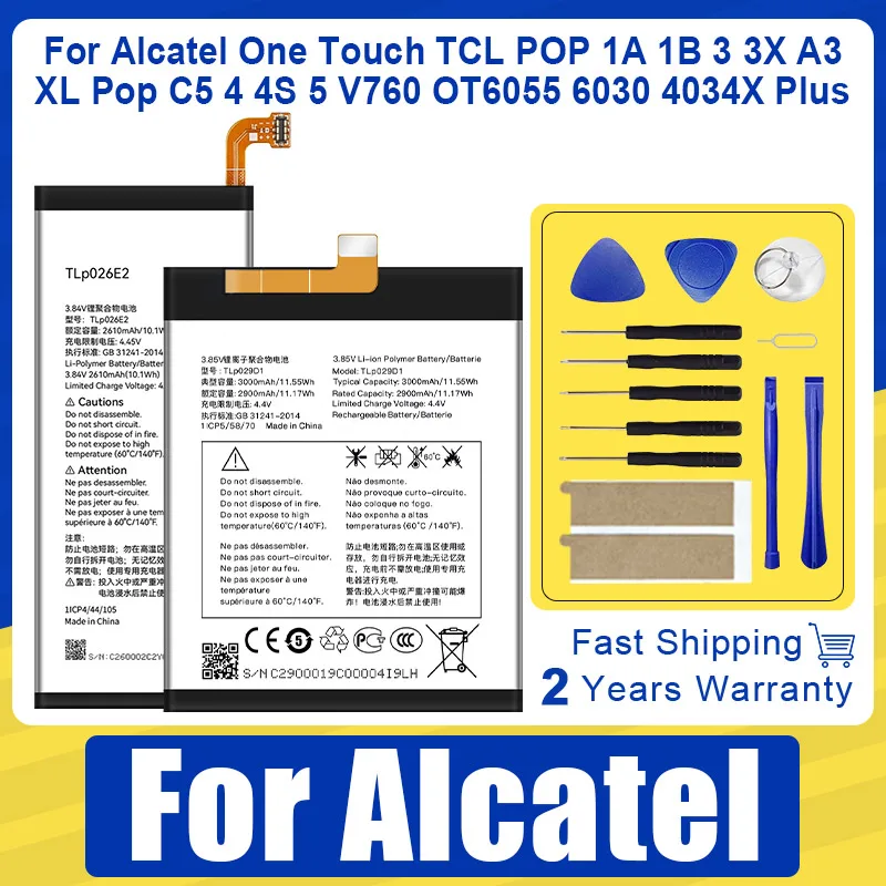 

XDOU TLi015M1 TLiB5AF TLP026EJ Battery For Alcatel One Touch TCL POP 1A 1B 3 3X A3 XL Pop C5 4 4S 5 V760 OT6055 6030 4034X Plus