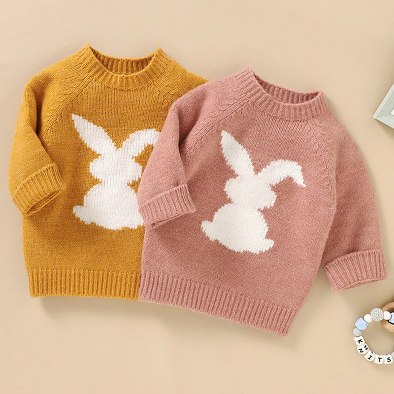 Infant Kids Baby Girls Boys Long Sleeve Cute Rabbit Pullover Sweaters Autumn Baby Girl Boy Children\'s Clothes Knit Sweaters