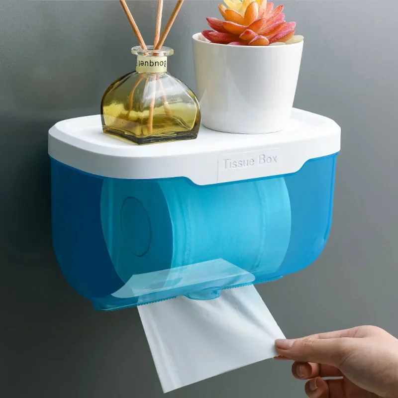 Punch-free Toilet Paper Holder Box Waterproof Storage Toilet Paper Storage Rack Paper Towel Kitchen Bathroom Storage Box