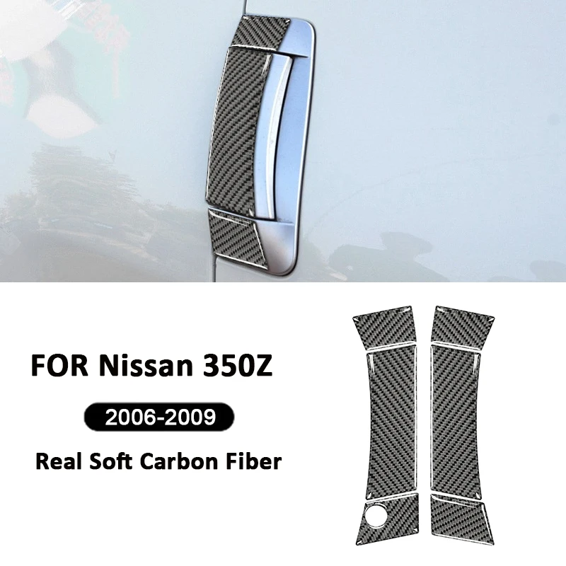 

For Nissan 350Z 2003-2009 Carbon Fiber Car Door Outer Handle Trim Strips Kit Decoration Sticker Auto Exterior Accessories