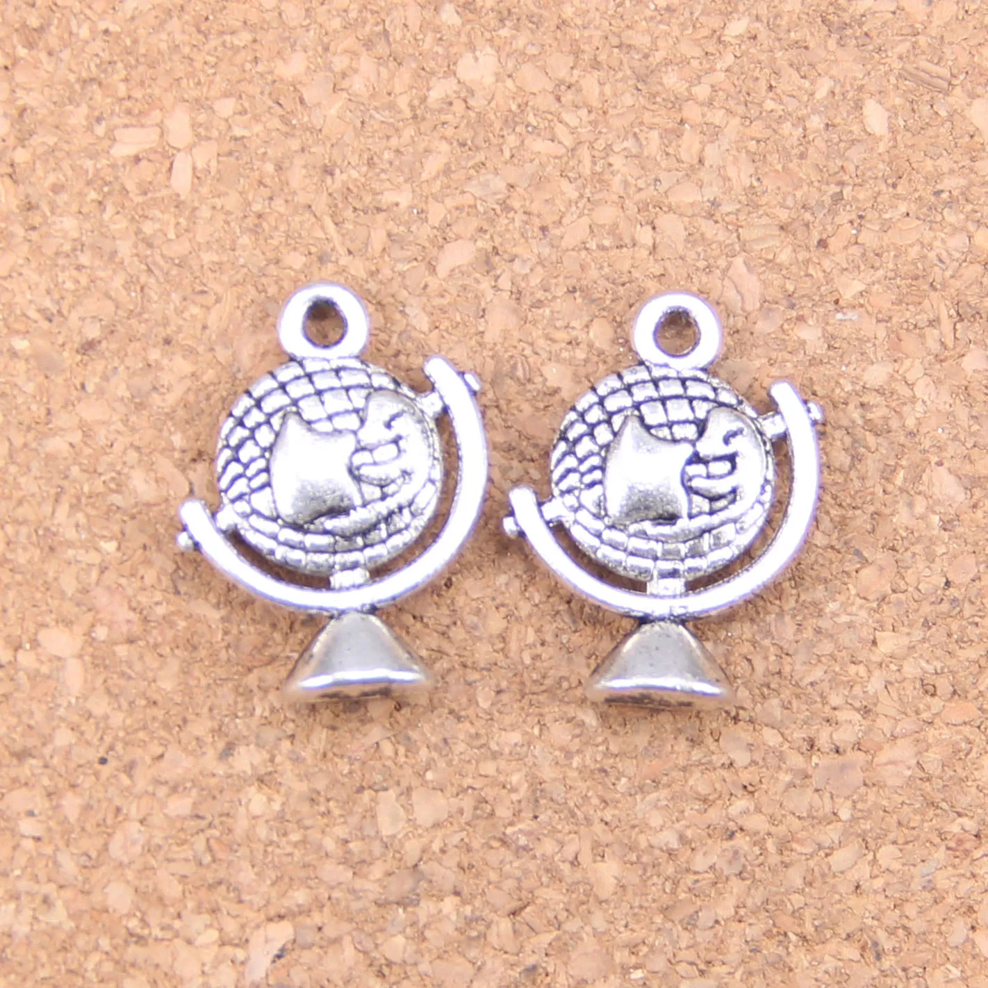 48pcs Charms Earth Globe Planet 21x15mm Antique Pendants,Vintage Tibetan Silver Jewelry,DIY For Bracelet Necklace