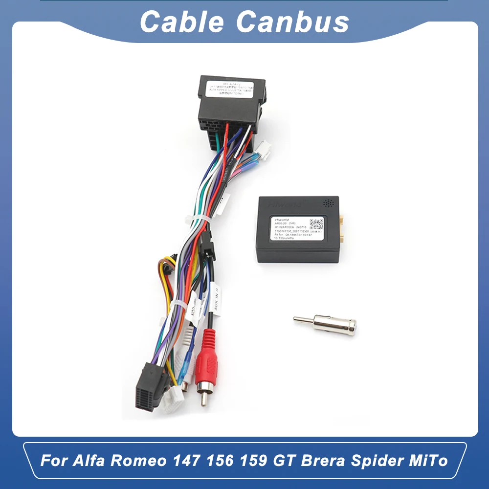 16 Pin Car Radio DVD Cable Wiring Harness Canbus Decoder Audio RCA Plug Adapter for Alfa Romeo 147 156 159 GT Brera Spider MiTo