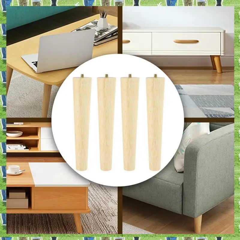 

FTS 4 Pieces Furniture Legs Wood Solid Furniture Straight Table Legs Non-Slip Chair Legs Replacement Accessories