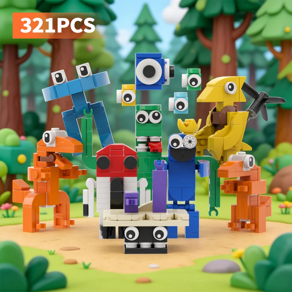 Horror Rainbow Monster survival game themed building blocks set,Creative Assembly DIY Model Toy, Birthday Gifts for Movie Fans