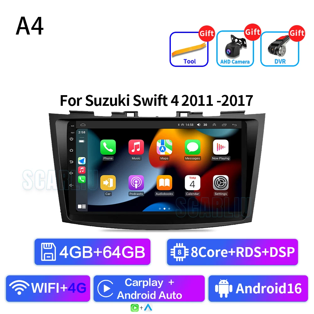 Android 16 Autoradio Stereo Voor Suzuki Swift 4 2011 2012 2013 2014-2017 Multimedia Video Player Carplay auto Audio Stereo GPS - afbeelding 1
