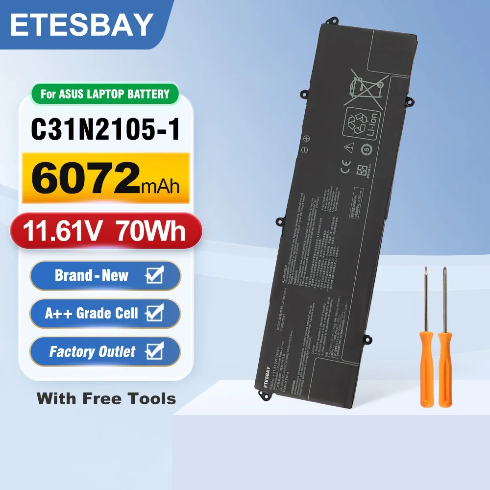 ETESBAY C31N2105-1 Laptop Battery 11.61V 6072mAh Compatible with ASUS Q530VJ K6502 K6502Z N7401 N7401Z K3605 K3605VV K3605VU