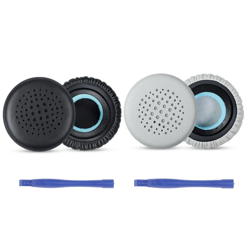 1ペア革耳パッドクッションカバーイヤーパッドの交換jabra進化20 20se 30 30II 40 65 65 + 75 75 + uc msヘッドセット