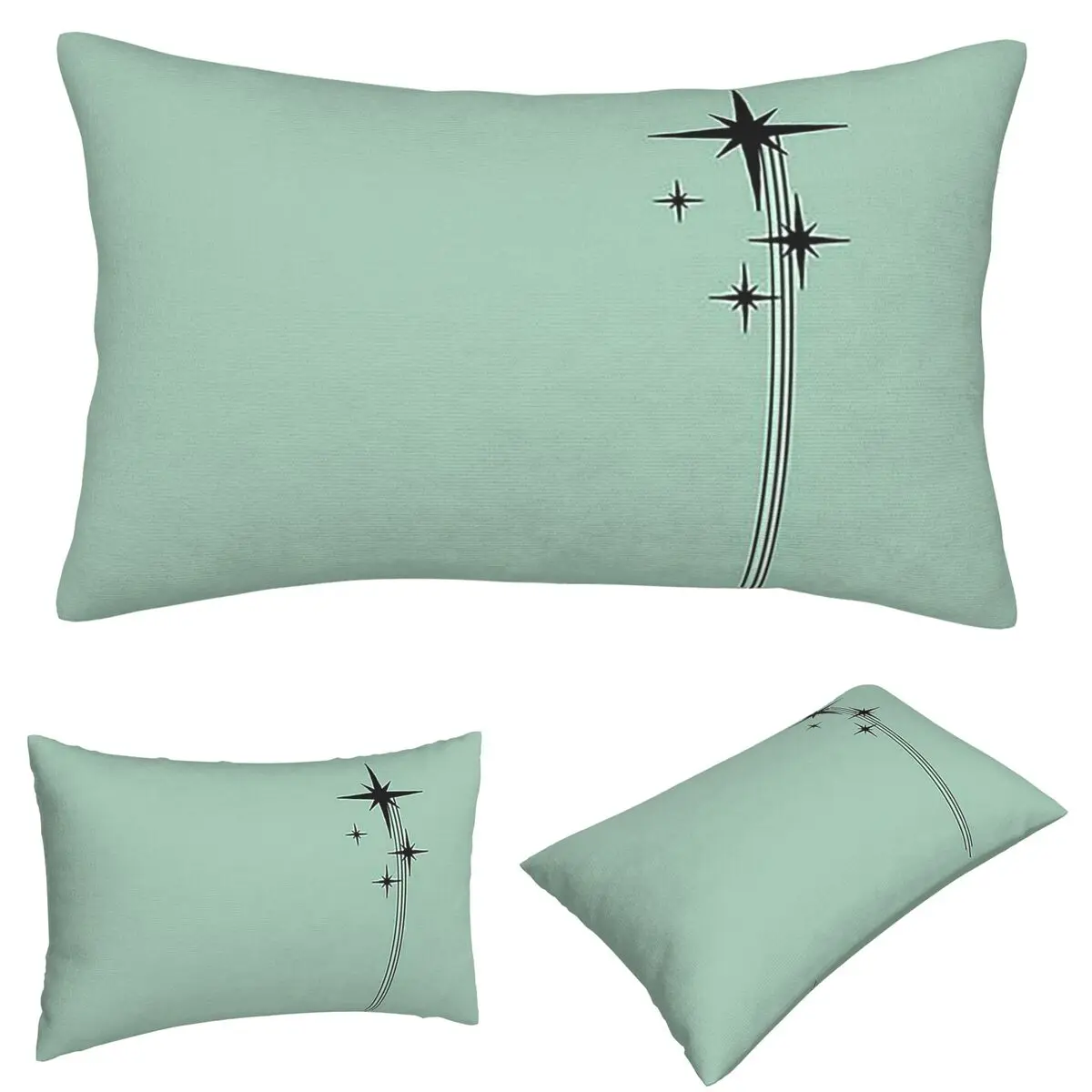 

1950s Atomic Age Retro Starburst In Mint Green And Black Rectangle Pillowcase Cushion Cover Decor Bed Home Comfort Throw Pillow