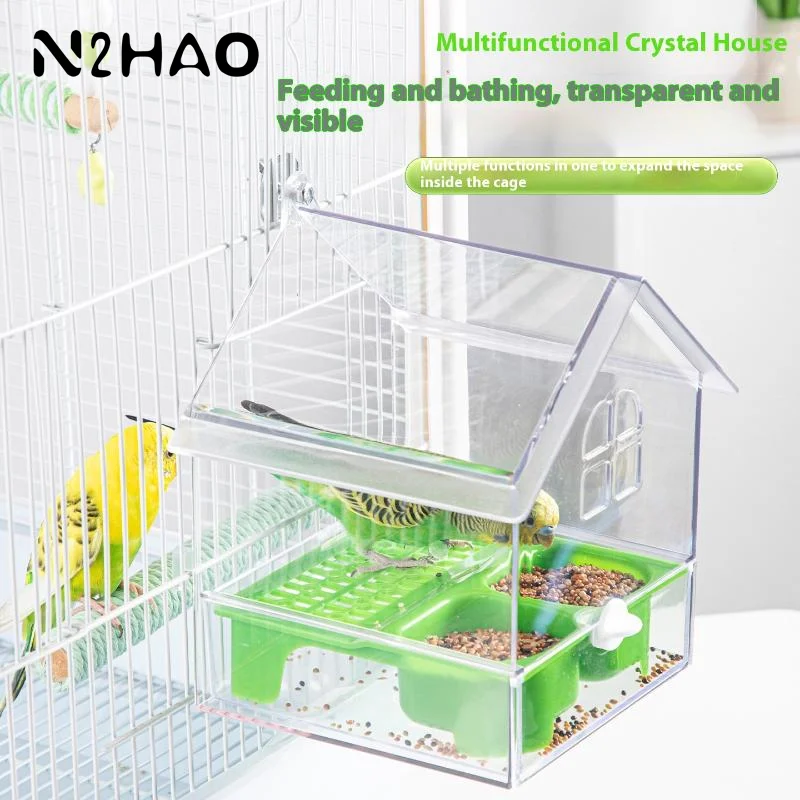 Hanging Parrot Feeder Prevent Scattering Bird Feeding Bowl Multifunction Bird Bath Parakeets Bathtub Bird Cage Accessories