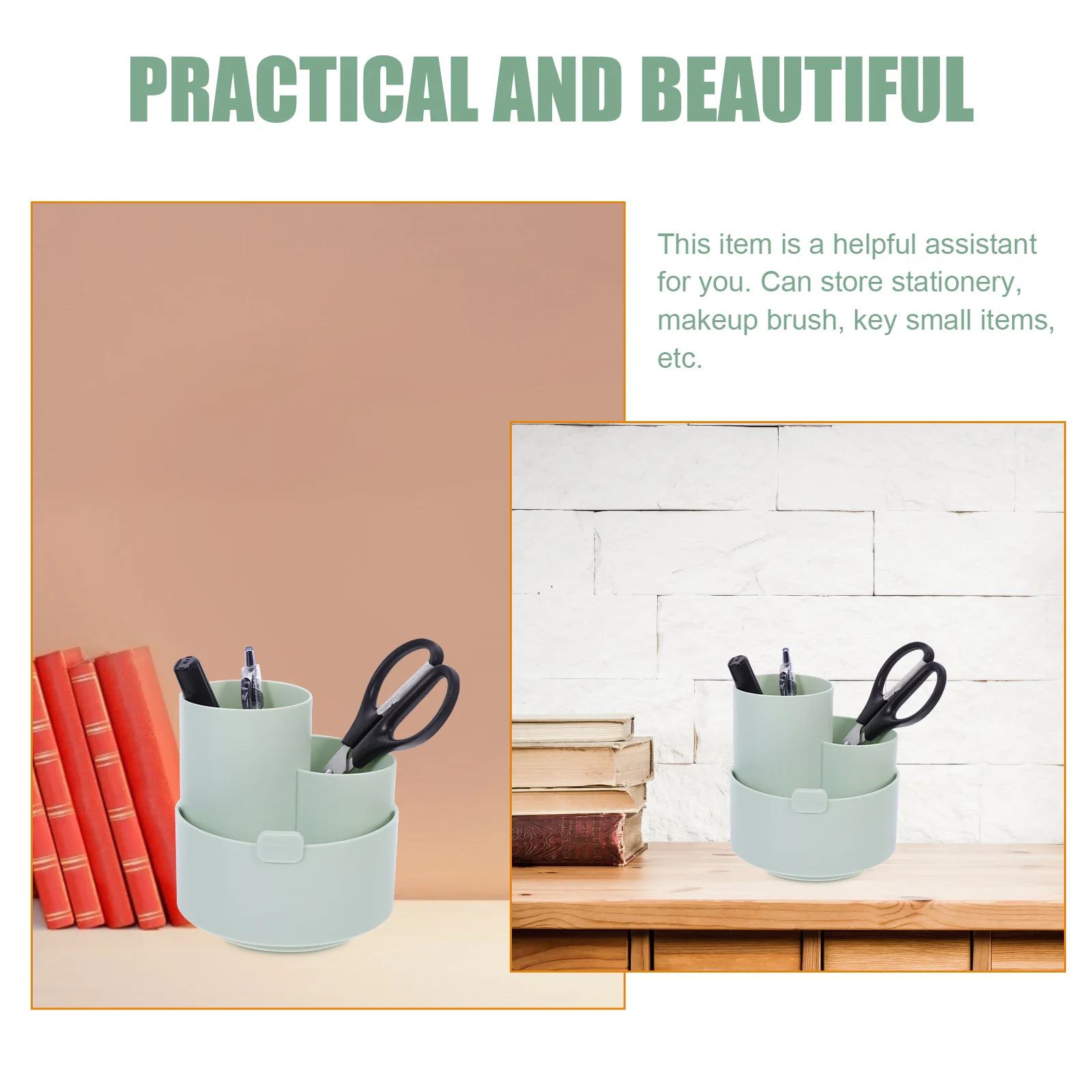 

Pen Holder Storage Box Desktop Organizer Rotatable Office Supply Stationery Case Teachers Home Office Use Large Open