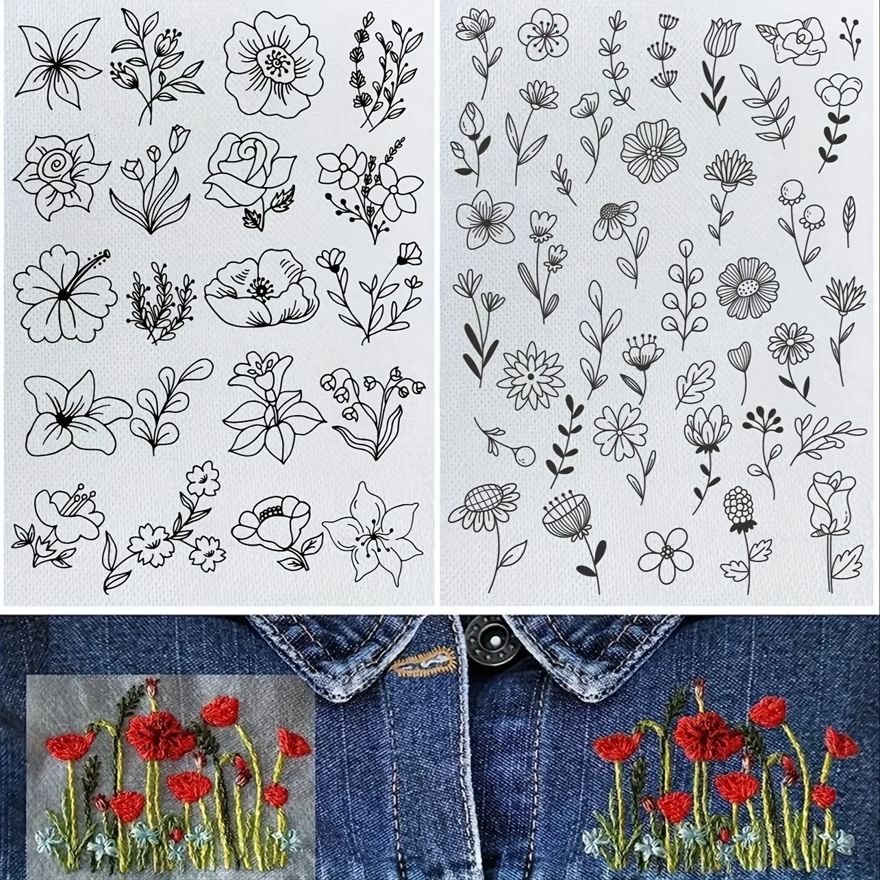 

[DIY Embroidery] 60pcs DIY Embroidery Stabilizer | Self-adhesive Water Soluble Non-woven Auxiliary Flowers for Beginner's