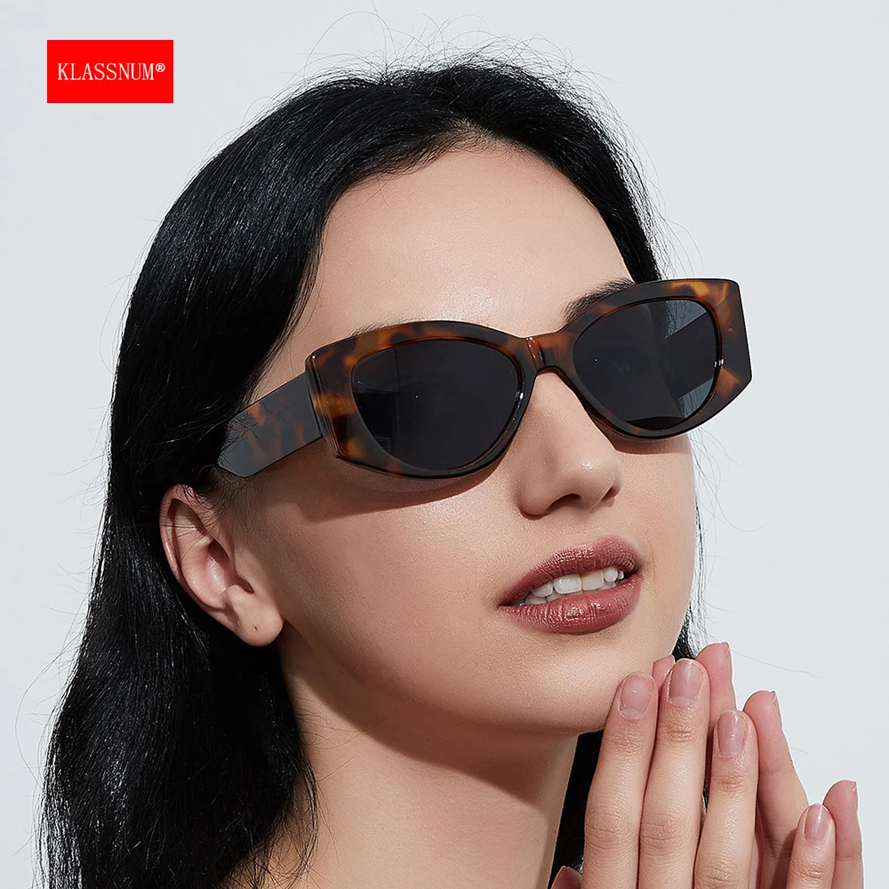 KLASSNUM Women Sunglasses 2025 Oversize Cat Eye Sun Glasses Brand Designer Sun Glasses Retro Shades Trendy Summer Large Eyepiece