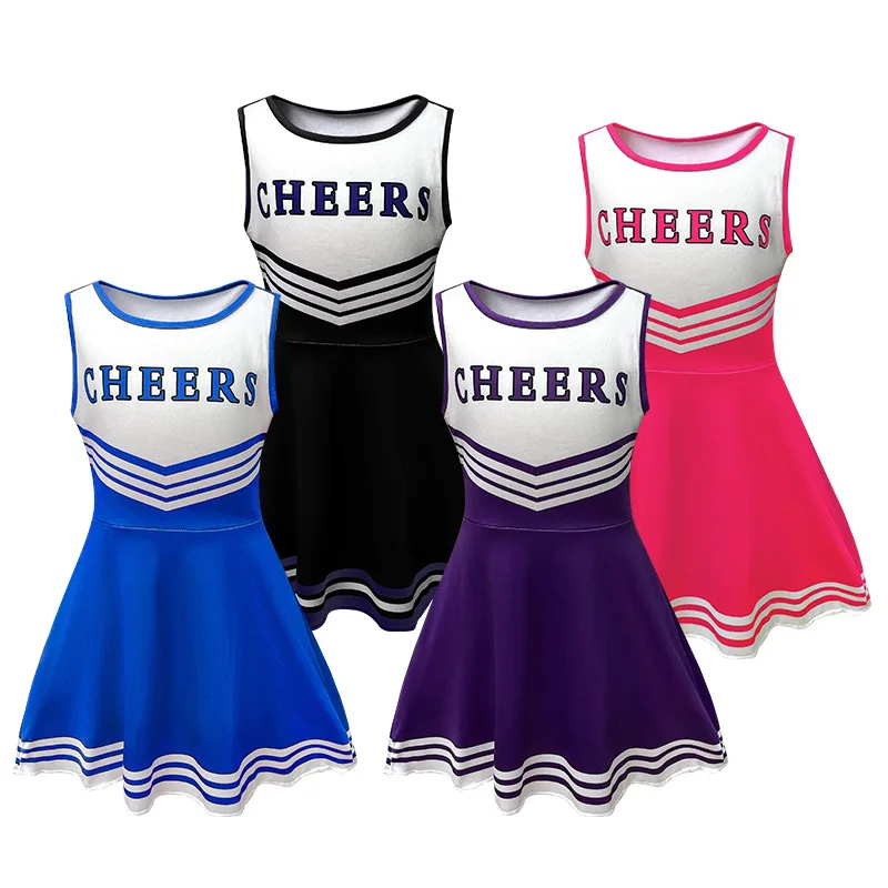  Cheerleading Uniform Set Children's Sportswear Football Babes Dress Performance Costume Five Colors Skirt Outfit