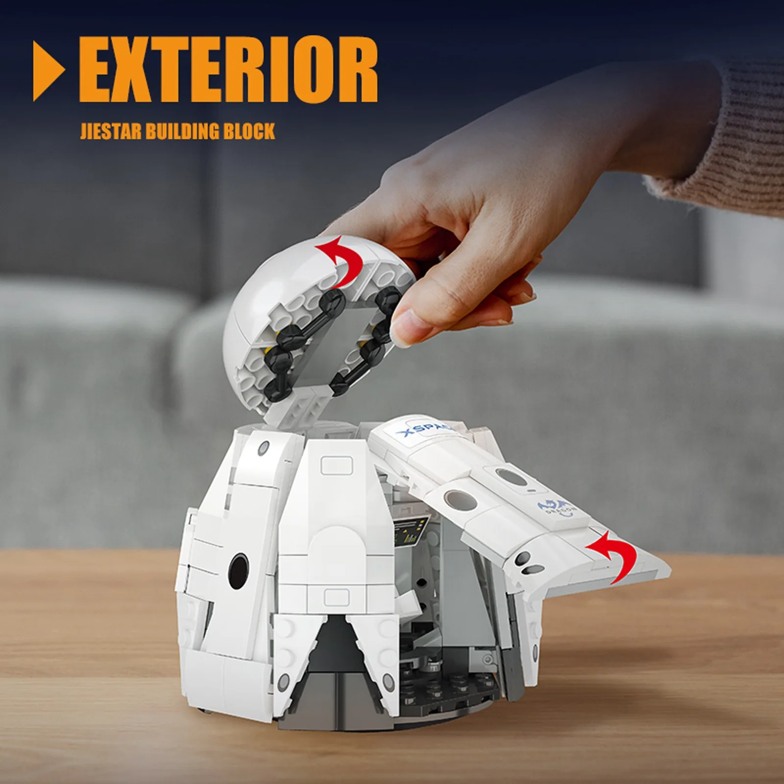 852pcs JJ9232 미니 빌딩 블록 Tianlong-2 우주선 모델 DIY 크리 에이 티브 벽돌 작은 입자 장식품 어린이 성인을위한 장난감