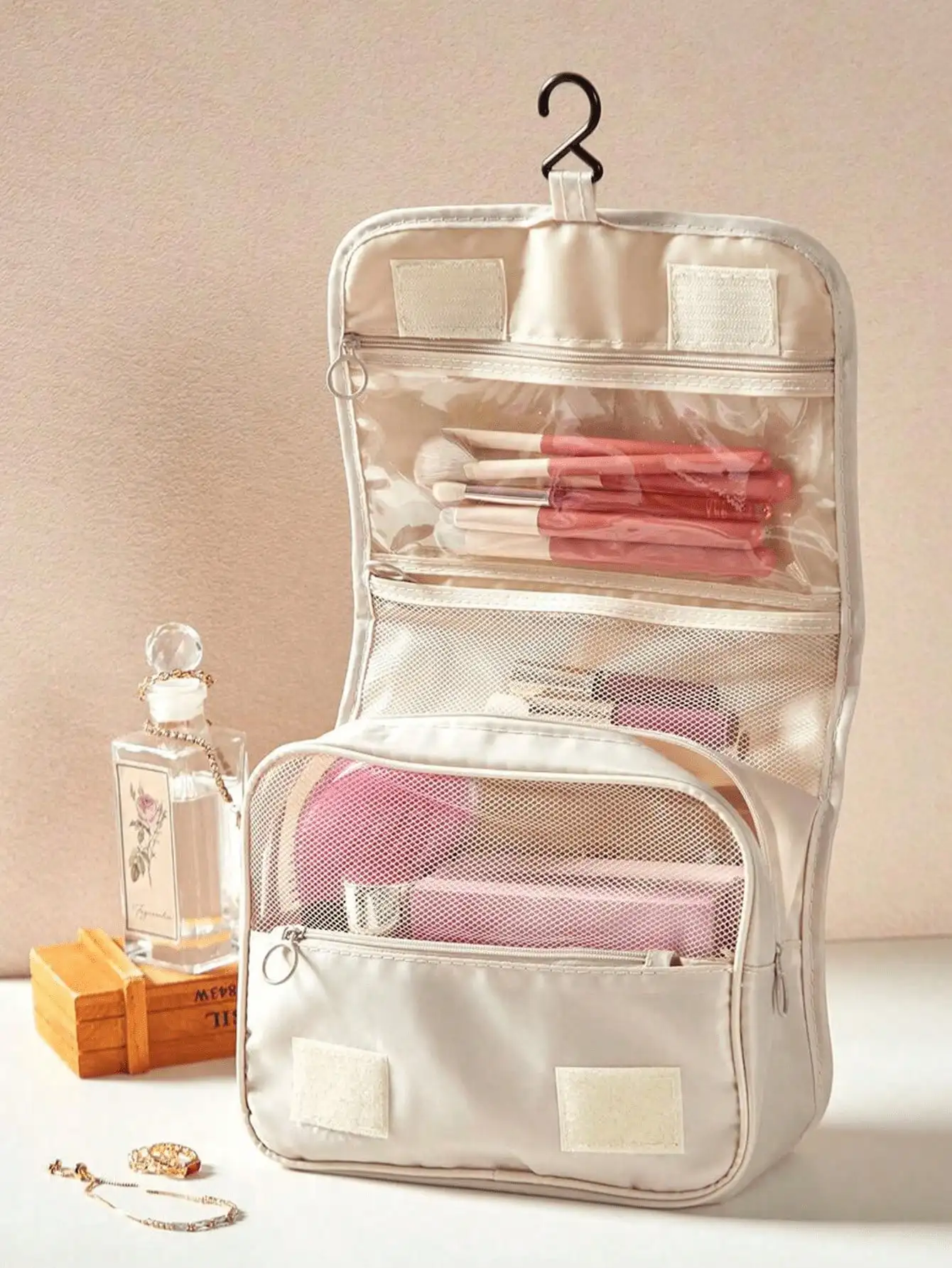 

1pc Multi-Functional Travel Toiletry Bag Hanging Makeup Bag, Storage Bag, Large Capacity, Convenient To Carry,For Men And Women