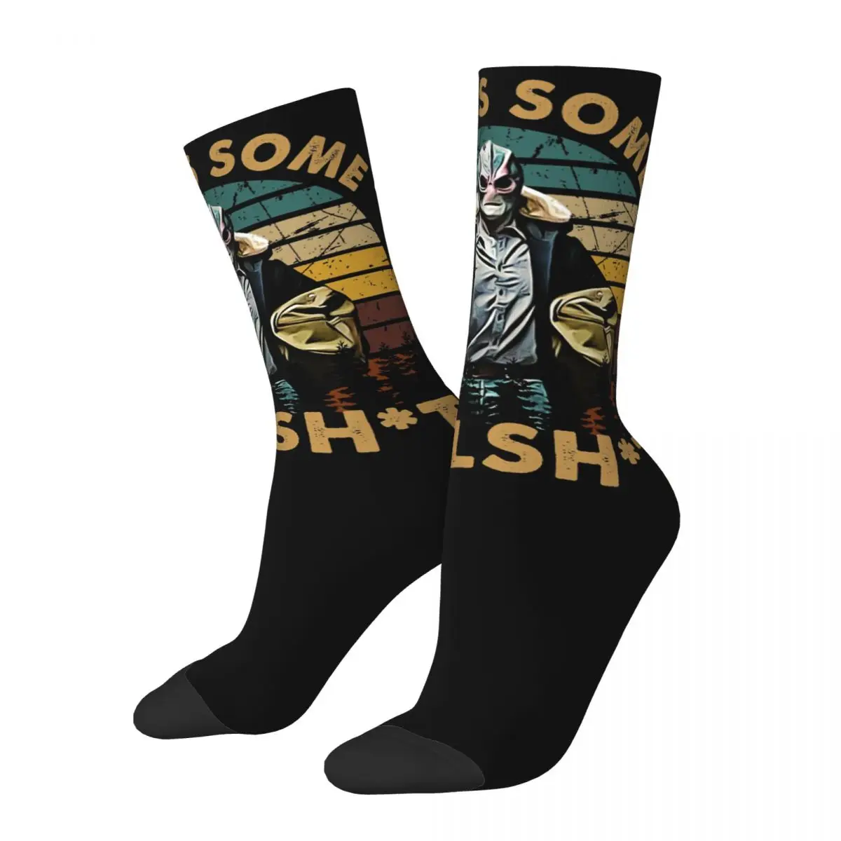 Compression Sock for Men Vintage Design This Is Some Bullsht Resident Alien Alan Wray Tudyk Seamless Pattern Printed Crew Sock