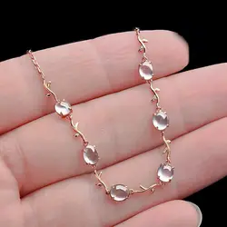 Original design natural ice ellipse chalcedony plant winding bracelet retro elegant and fresh charm little fairy silver jewelry