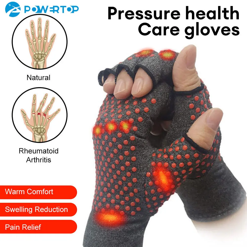 1Pair Arthritis Compression Gloves for Hand Arthritis Carpal Tunnel Pain Anti-Slip Glue Dot Gloves for Women & Men