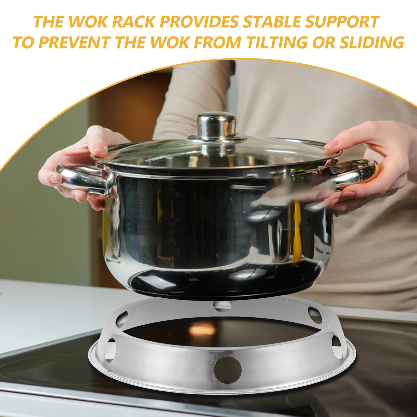 

2pcs Stainless Steel Wok Pot Stand Reusable Camping Holder Outdoor Rack Multi-Function Pan Support Countertop Bracket Kitchen
