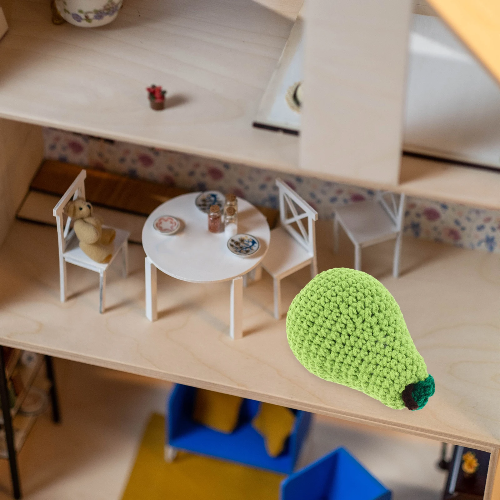 

Photography Props Crochet Pear Decoration Fruit Fake Lifelike Models Handmade Ornament Yarn Artificial Child