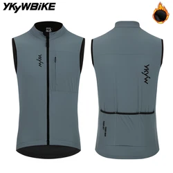 YKYWBIKE 2024 Men Cycling Gelit Thermal Fleece Bicycle Windbreaker Sleeveless Bike Vest Windproof Waterproof Cycling Windshield