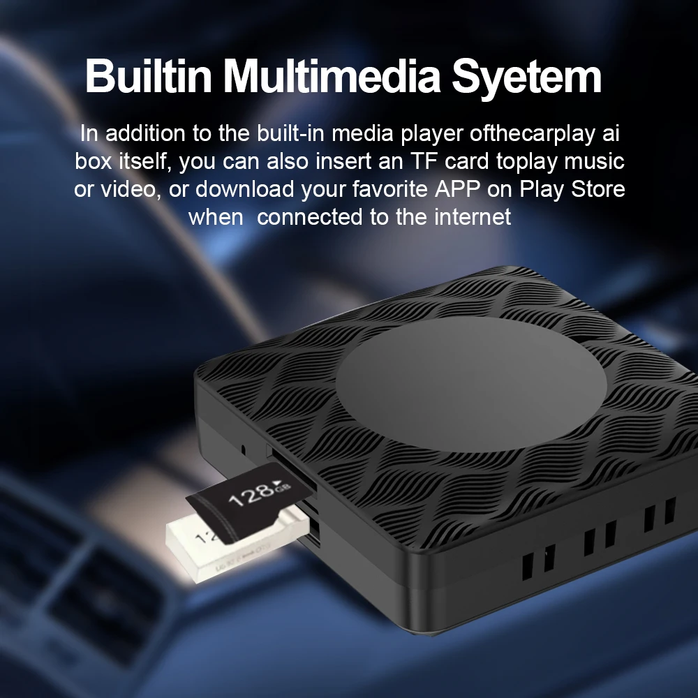2025 3 في 1 CarPlay Ai Box Android Auto Aadpter Smart TV Box 2+16GB Youtube Netflix Video لـ 99% من سيارات Carplay السلكية