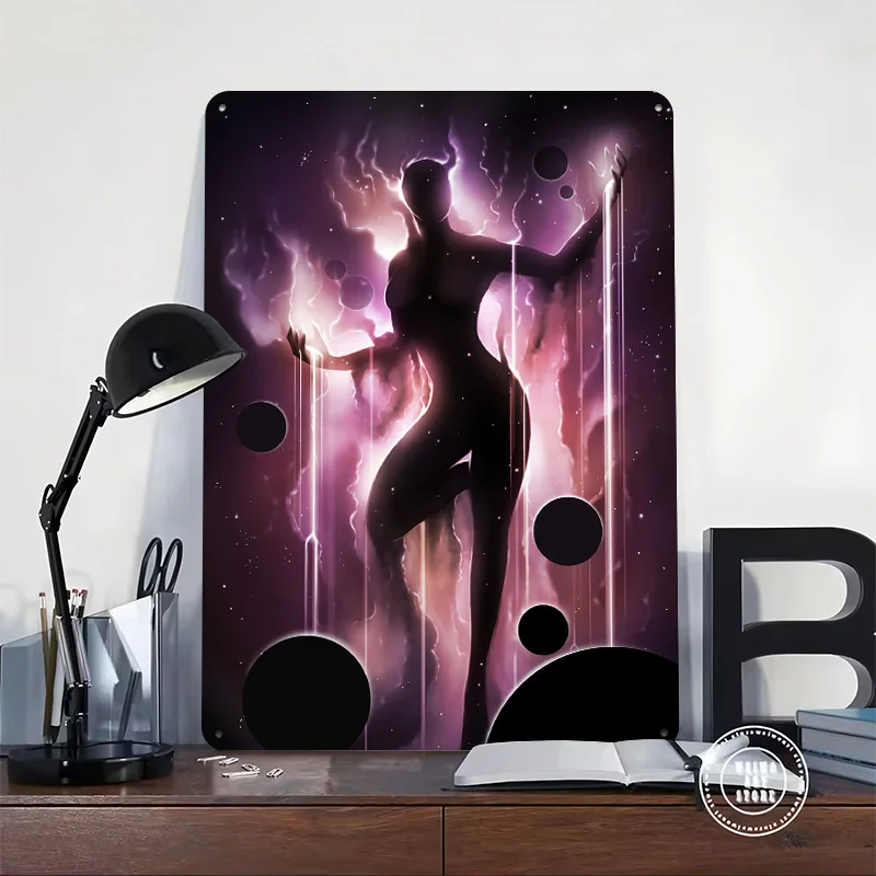 Another Space Lady Poster Retro 3D Printed Metal Signs Customized Wall Hanging Gift for Mancave Decoration Gaming House Art Home