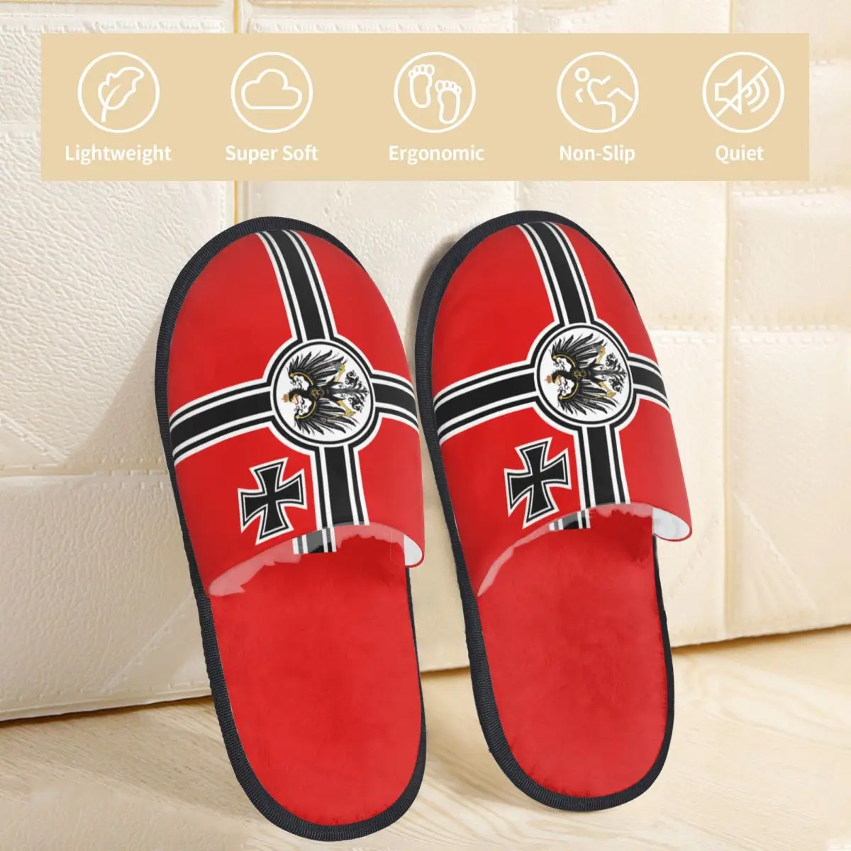 German DK Reich Empire Of Flag Home Cotton Slippers Anti Slip Germany Proud Soft Household Fur Slides Slippers Bedroom