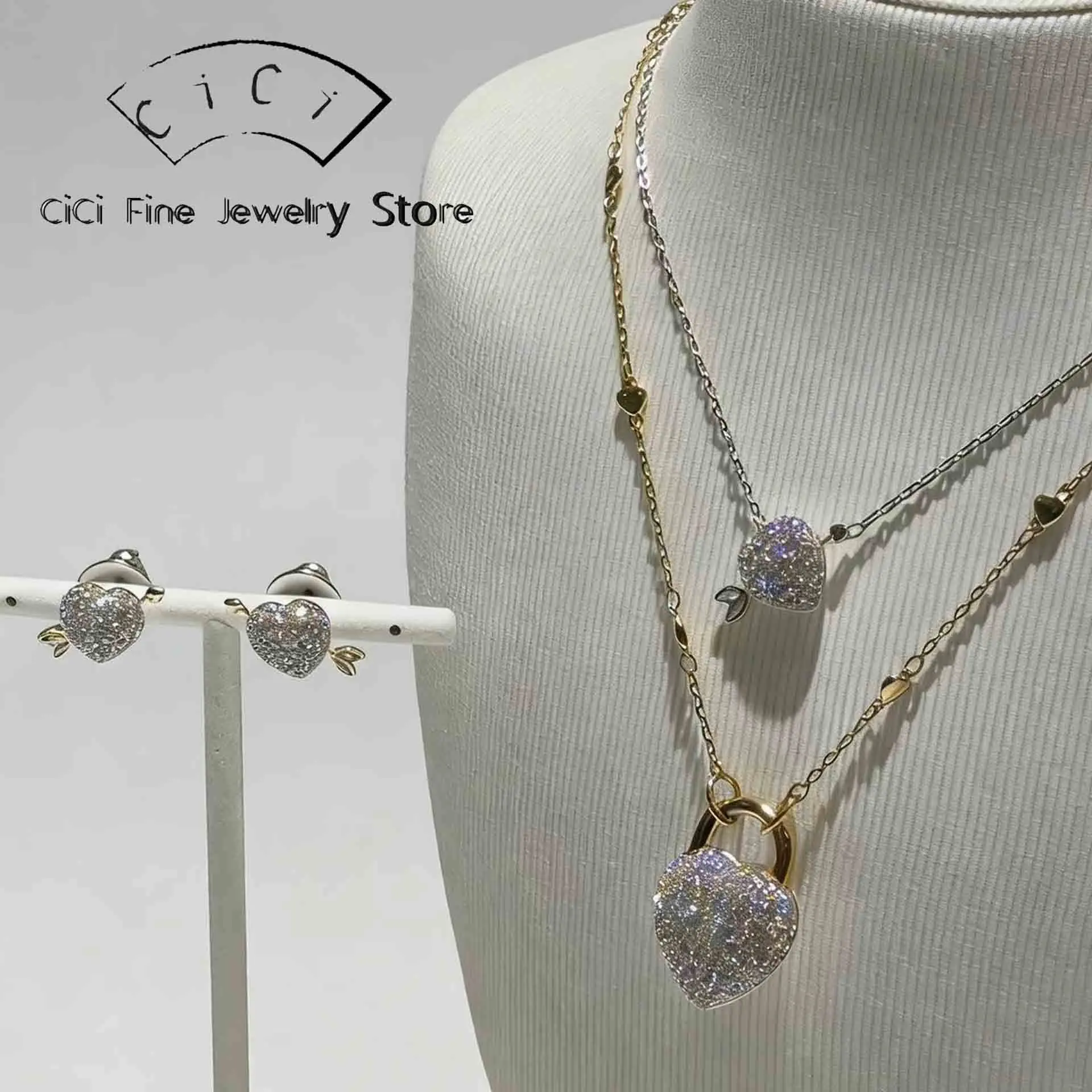 

Оригинальный комплект украшений 2026: колье, серьги, браслет и кольцо в форме сердца из модной нержавеющей стали для женщин – романтический подарок