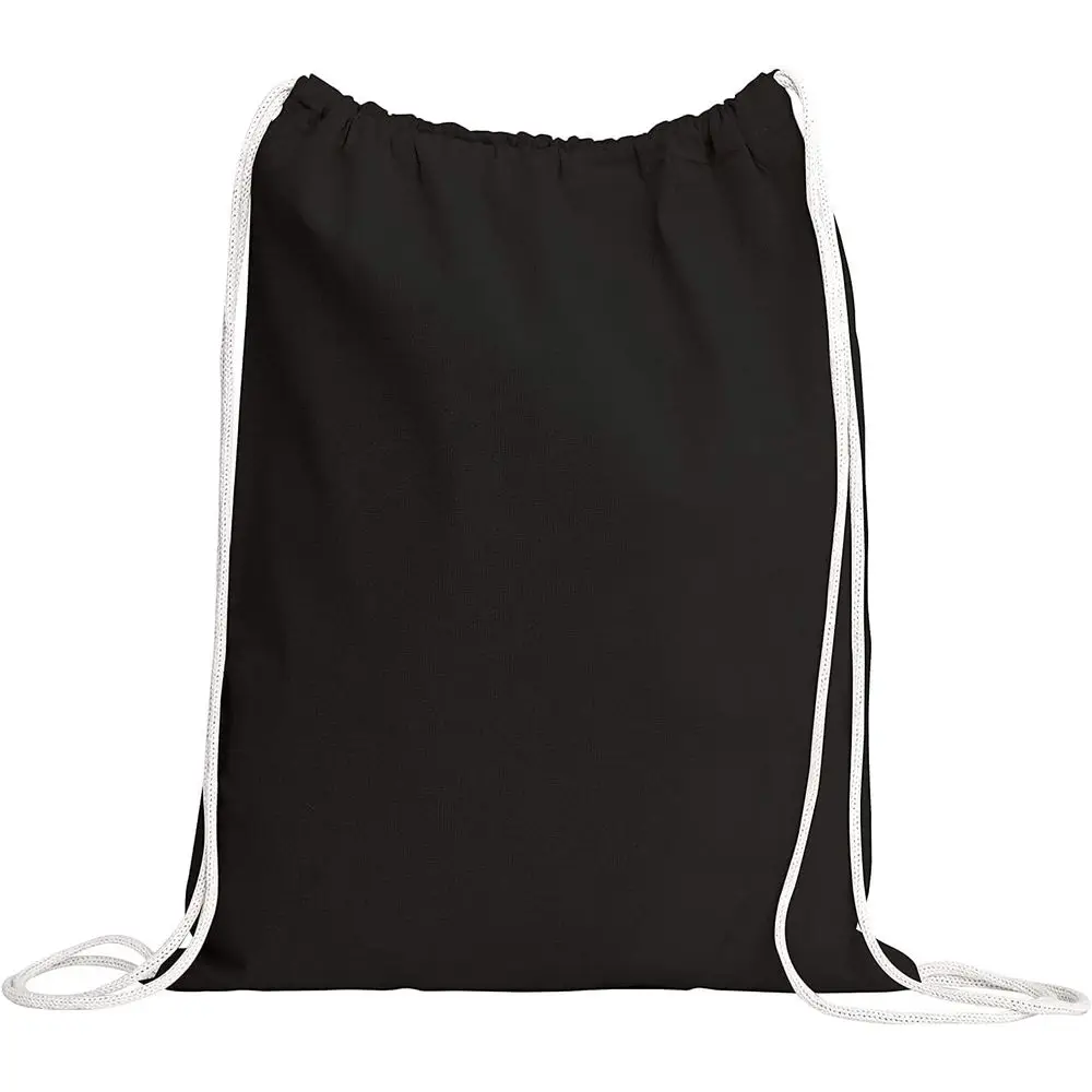 50-Pack Durable Cotton Canvas Drawstring Backpacks, 14W x 16H, Black
