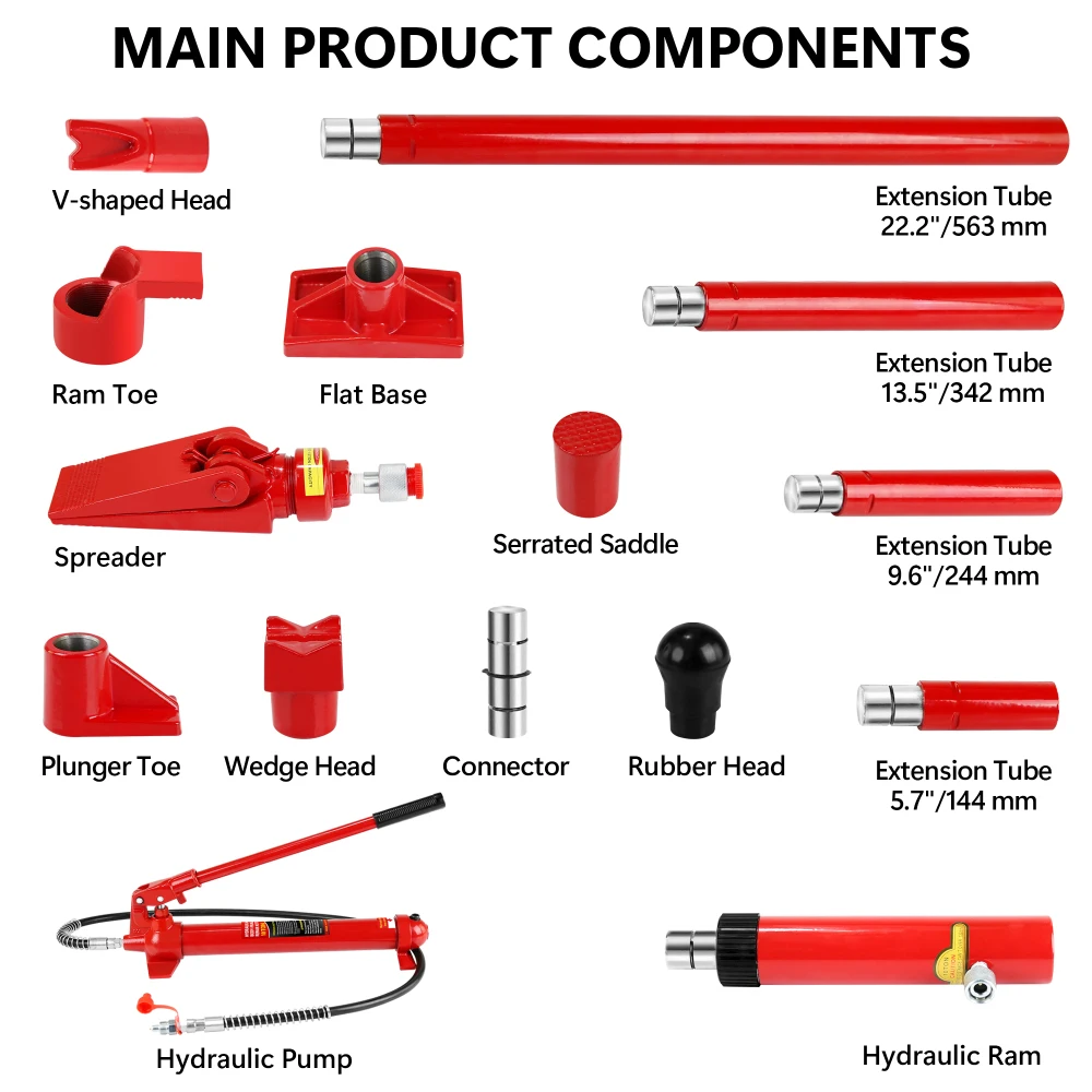 Powered hydraulic cylinder jack: Porta Power Kit, for shipbuilding, bridges, construction - load capacity 10 tonnes