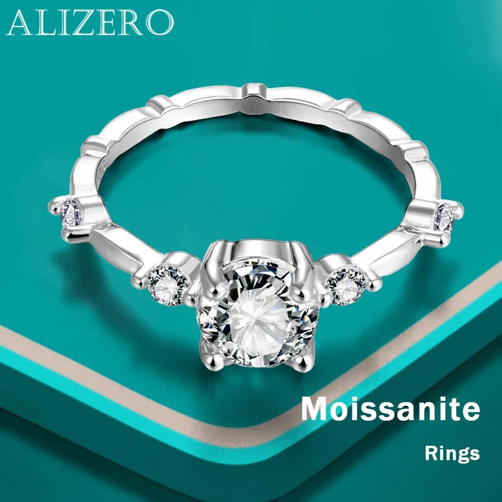 

ALIZERO 6.5mm 1ct D Color Moissanite Ring for Woman Jewelry with GRA 925 Sterling Sliver Plated 18k White Gold Wedding Rings