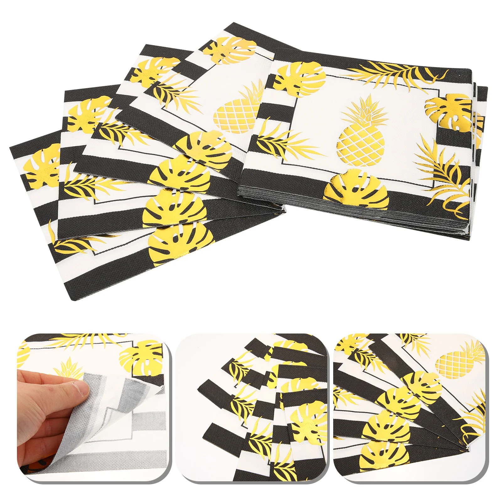 

40 Pcs Gold Stitching Paper Napkins Disposable Wood Pulp Dinner Decorative Party Tissue Holiday Banquet Guest Towels